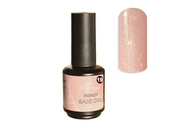 Base camouflage NailApex Opal 19 pink with multicolored sparkles, 15 ml