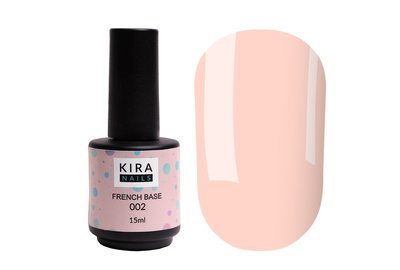 База Kira Nails French Base №002 пастельно-розовый, 15 мл, Цвет: Персиковый, Обьем: 15 мл