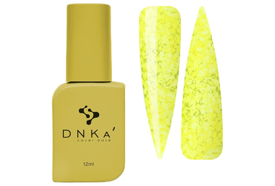 Color base DNKA Cover base No. 067 Holiday yellow with flakes, 12 ml, Color: Yellow