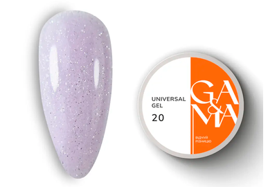 Universal gel GaMa Universal gel liquid #20, lavender with shimmer, 15 ml, Color: Lavender, Volume: 15 ml