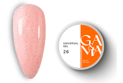 Universal gel GaMa Universal gel liquid No. 26, peach with shine, 30 ml, Color: Peach, Volume: 30 ml