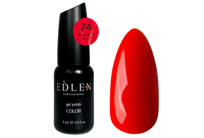 Gel polish Edlen Color No. 074 bright red neon, 9 ml, Color: Red