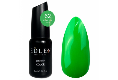 Gel polish Edlen Color No. 062 bright green, 9 ml, Color: Green