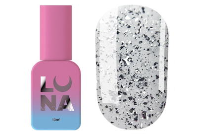 Luna Top Argent Nail Top, Clear, Silver Plated, No Sticky Layer, 13ml