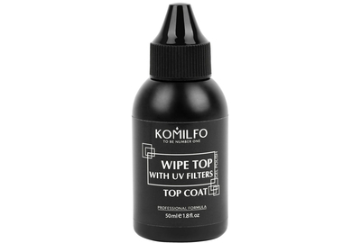 Закріплювач для гель-лаку Komilfo No Wipe With UV, без липкого шару, з УФ-фільтрами, 50 мл, Об`єм: 50 мл