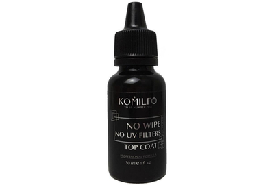 Закріплювач для гель-лаку Komilfo No Wipe No UV Top, без липкого шару, без УФ фільтрів, 30 мл, Об`єм: 30 мл
