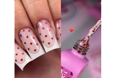 Luna Top Heartbeat Nail Top No. 1, transparent, with mini hearts, without sticky layer, 13 ml