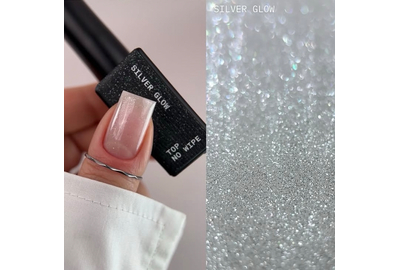 BIBLIOTEKA Silver Glow Top, UV nail polish without sticky layer, 10 ml