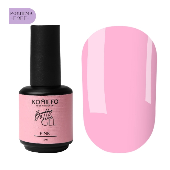 Гель для ногтей Komilfo Bottle Gel Pink Hema/TPO free, 15 мл